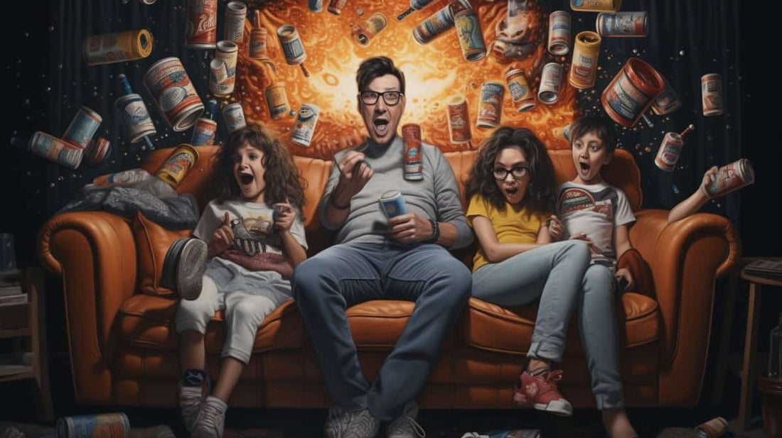 a scared family being surrounded by chemicals