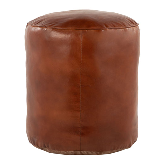 The Cobbler - Industrial High Quality Pouf - Brown is a cylindrical ottoman with visible side stitching, shown standing upright against a plain white background.