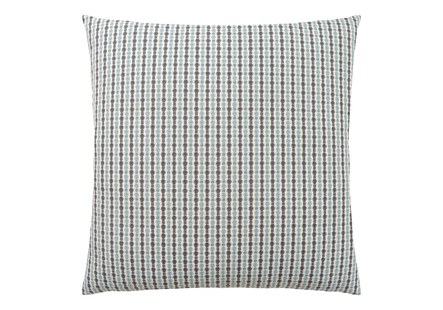 A square decorative throw pillow with a light blue and gray checkered pattern, hypoallergenic insert included, shown against a white background.