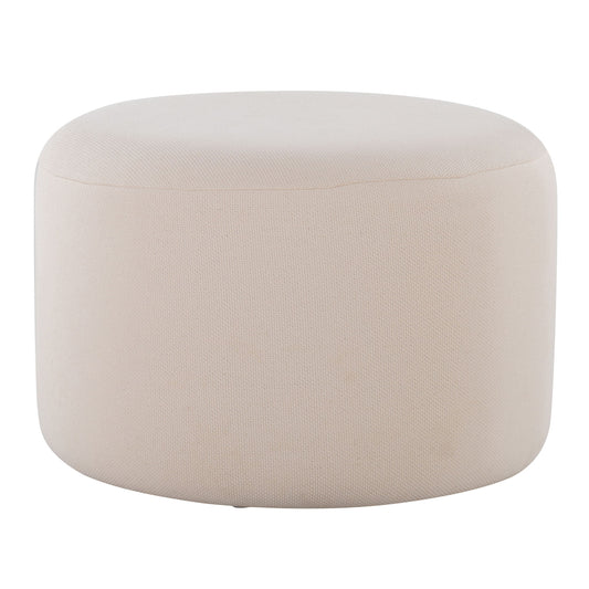 The Large Round Pouf - Knitted Beige features a round design with knitted beige fabric and no visible legs, shown against a plain white background.