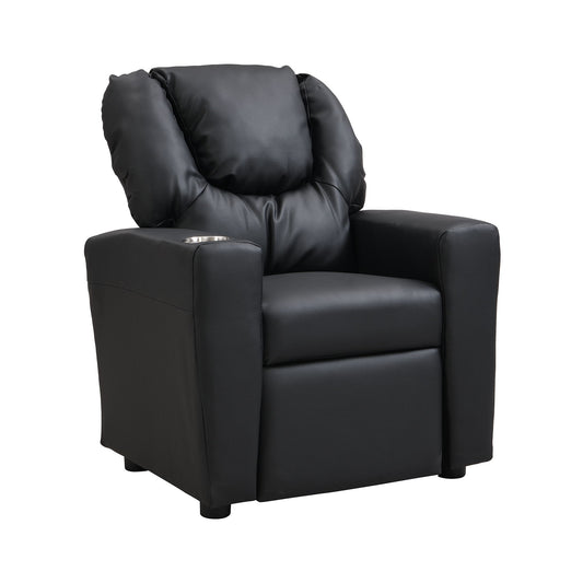 Sally Deluxe Kids Recliner Chair With Cup Holder - Black