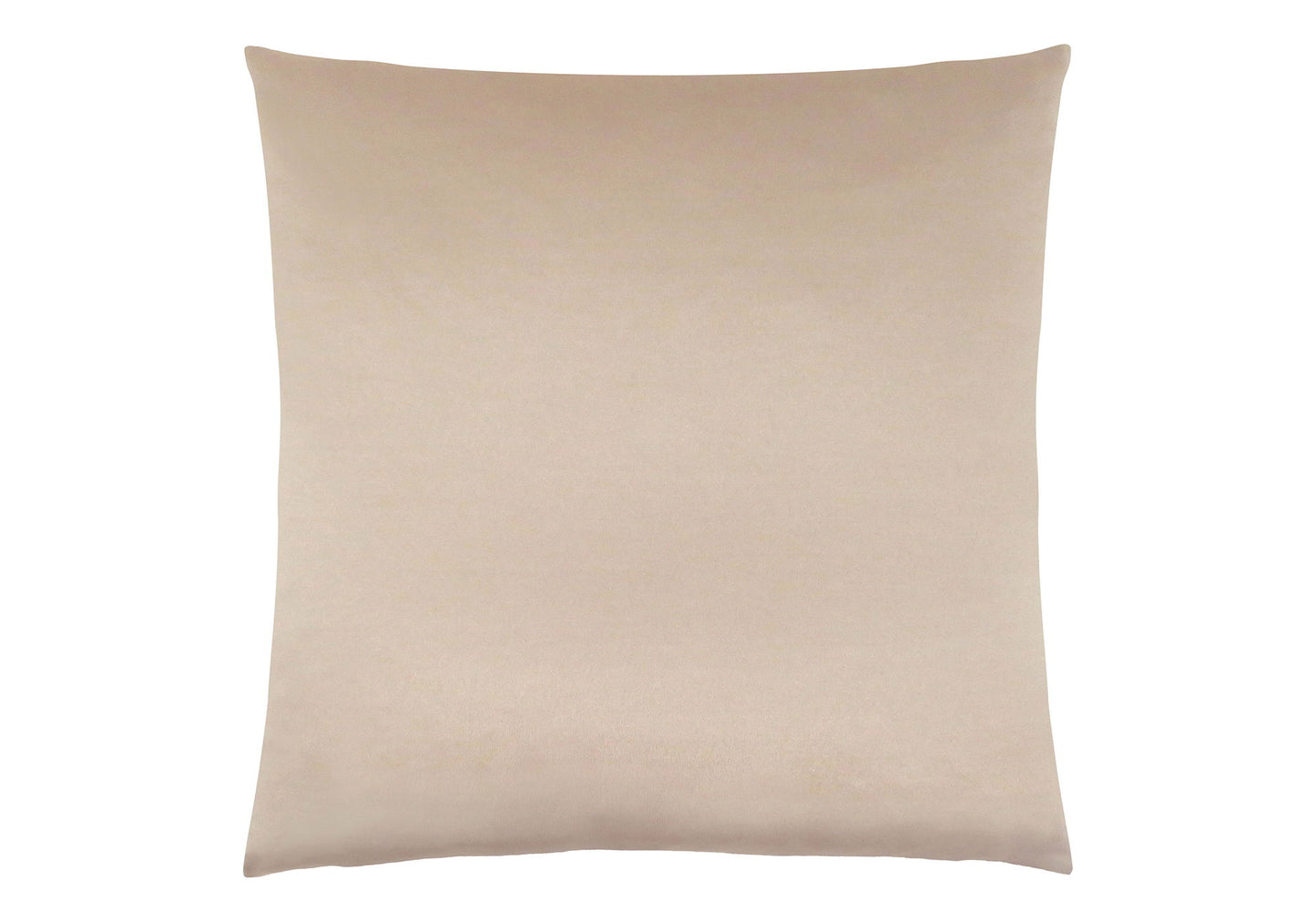 A modern beige square decorative throw pillow with insert included, hypoallergenic and smooth fabric texture, shown against a white background.