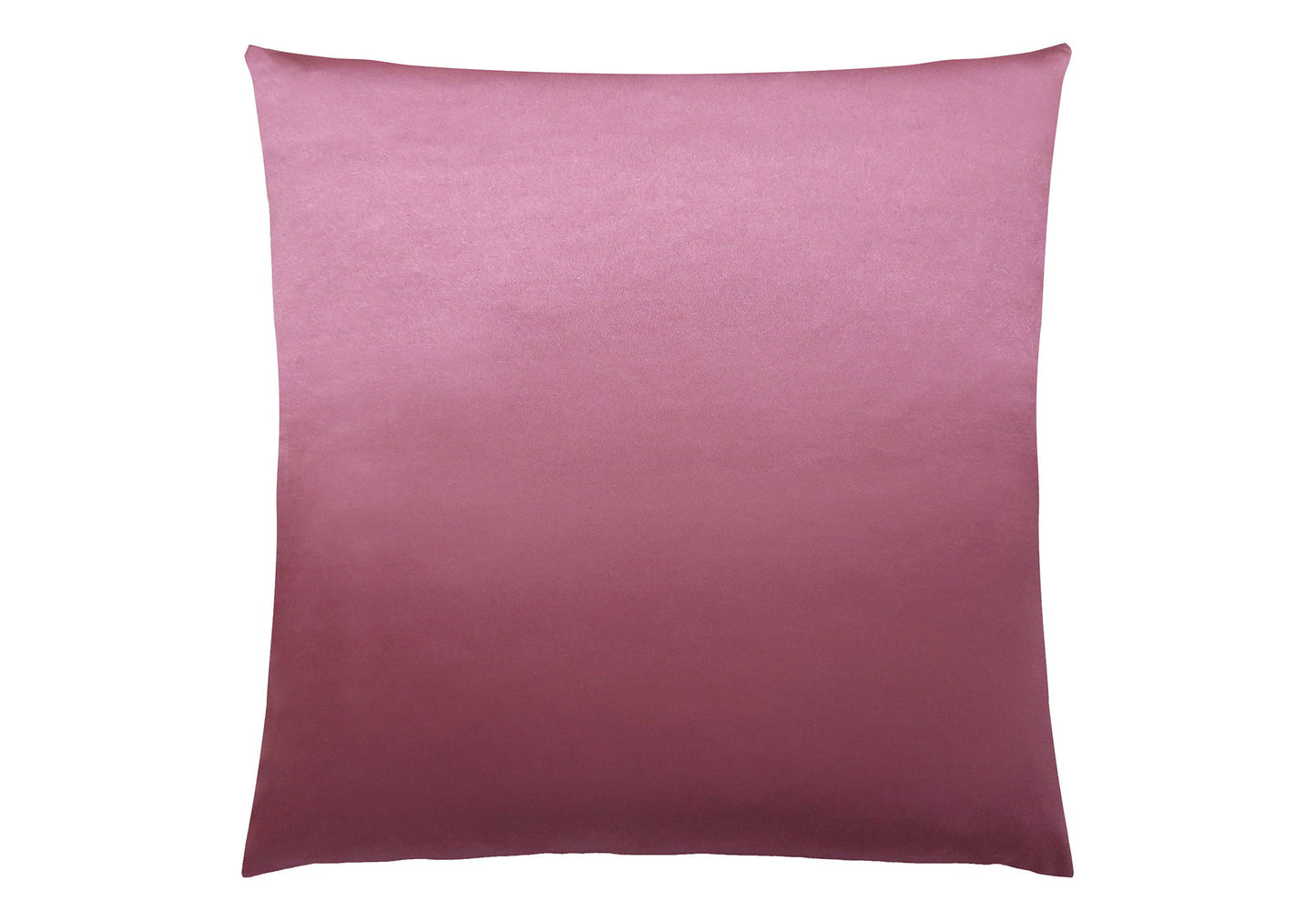 A square, soft pink decorative throw pillow with a smooth fabric texture and hypoallergenic insert is shown against a white background.
