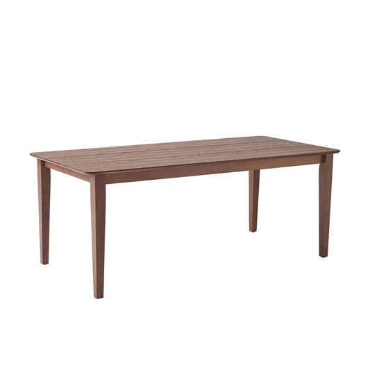 The Farmhouse Charm Dining Table With Square Leg features a rectangular wooden design with four straight square legs and a smooth, flat surface, displayed against a plain white background.