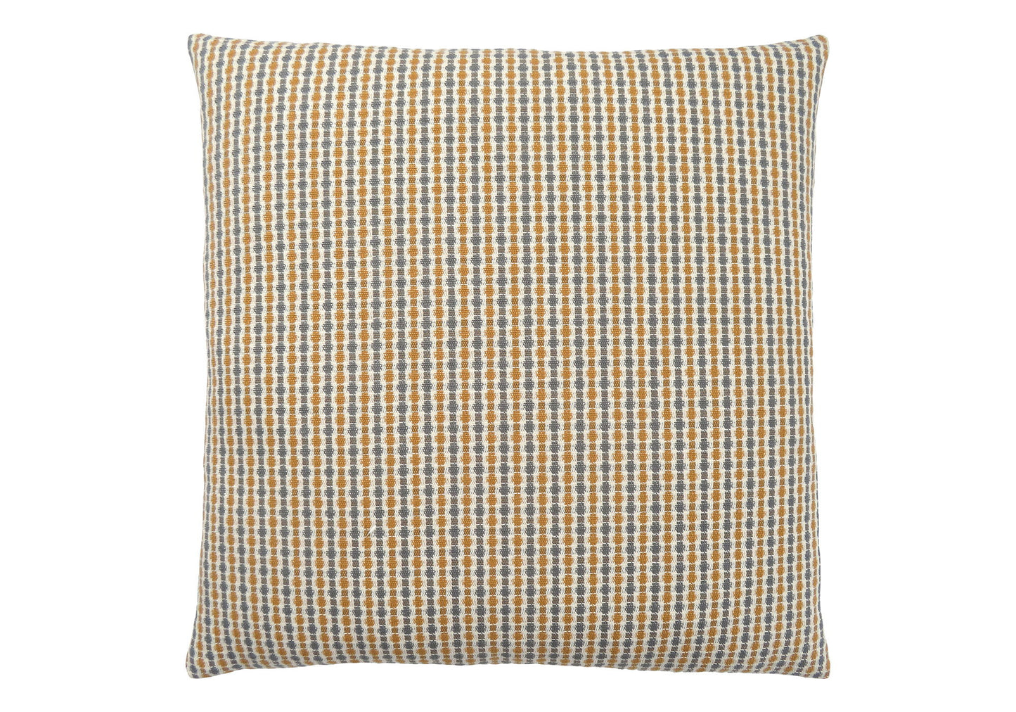 Square decorative throw pillow with insert, hypoallergenic. Features a textured cream fabric adorned with small yellow and blue dots arranged in vertical rows across the entire cushion.