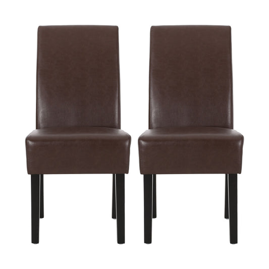 A set of two Contemporary Dining Chairs with straight backs and rubberwood legs, shown side by side against a plain white background.