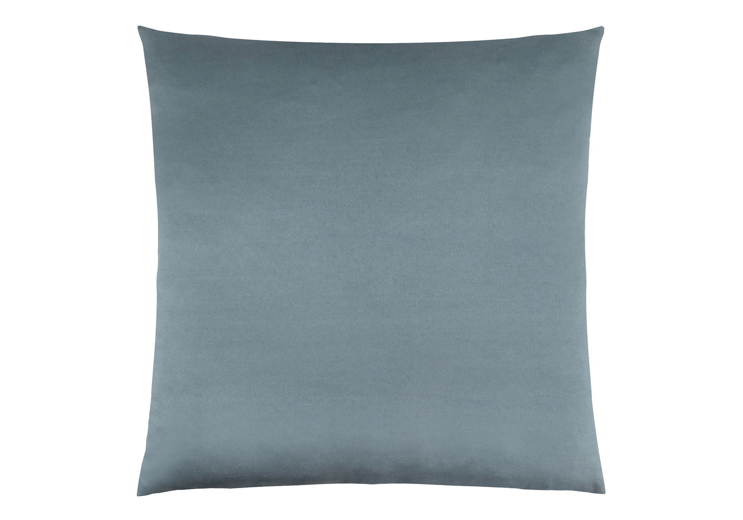 A modern, square, light blue-gray decorative throw pillow with a smooth surface and hypoallergenic insert is shown against a white background.