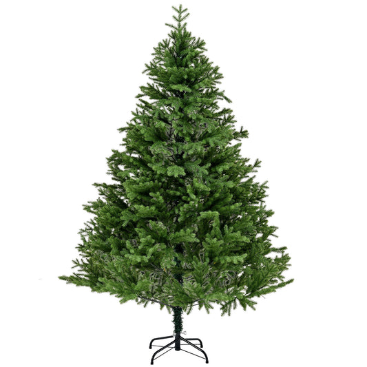 7Ft Spruce Full Christmas Tree Unlit With Hinged Branches And Foldable Stand - Green