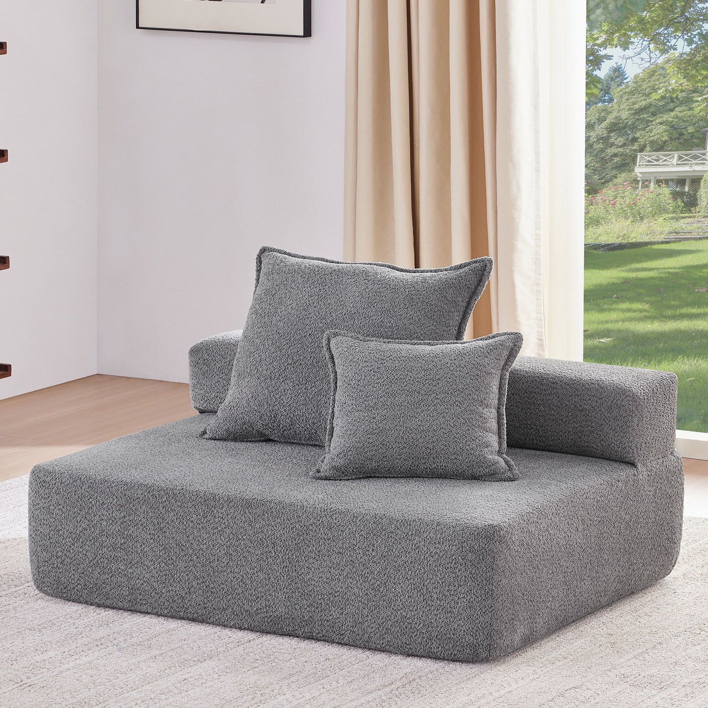 Frame For Oversized Modular U Shaped Sectional, Floor Couch Convertible Compressed Couch Spacious Foam Filled Sofa