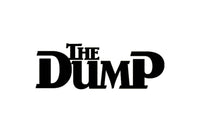 Bold, black text on a white background reads “The Dump” with a stylized font where the letters "T" in "The" and "D" in "Dump" are significantly larger than the other letters.