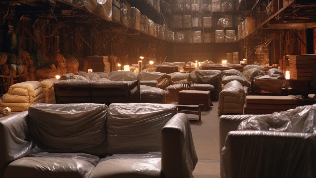 a huge storage facility for couches like the one in raiders of the lost ark