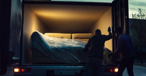 A couch depicted as if it were from heaven