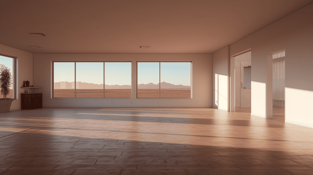 A brand new house with nothing inside it highlighting how much furniture you need to buy