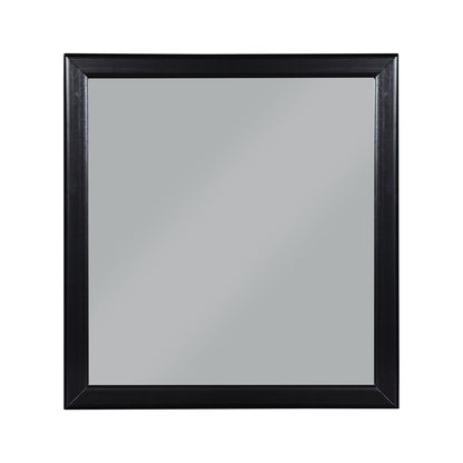 The Louis Philippe - Bedroom Mirror features an elegant square design with a simple black wooden frame, shown against a white background.