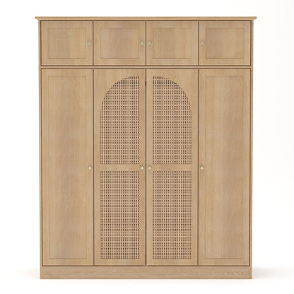 8 Door Armoire Wardrobe With Adjustable Shelves And Hanging Rod