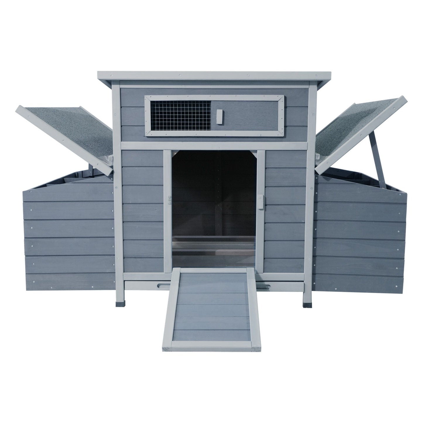 Large Chicken Coop Outdoor Hen House With Dual Nesting Boxes - Gray