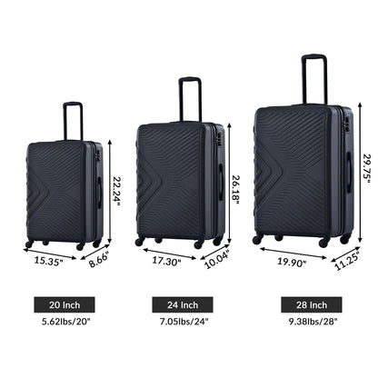 3 Piece Luggage Sets Lightweight Suitcase With Two Hooks, Spinner Wheels, Tsa Lock, Durable Hard Shell