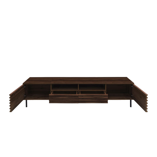 TV Stand For TVs Up To 85" With Closed Storage, Soft Closing Hinges - Walnut