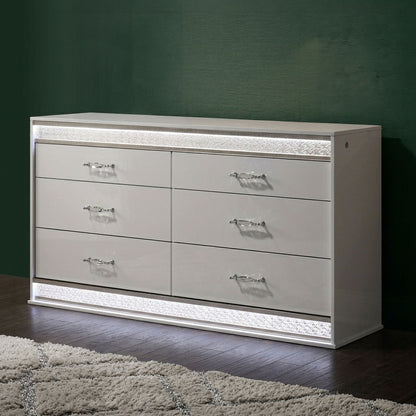 Glam - 6 Drawer Dresser With LED Lighting (Includes Dresser Only) - White
