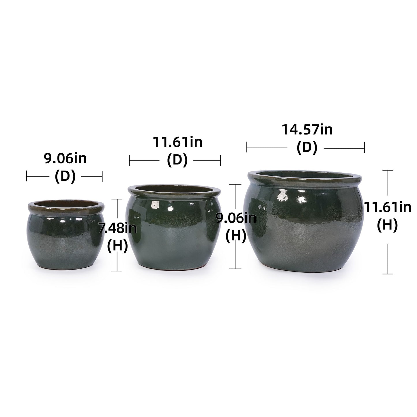 3 Pieces Ceramic Flowerpot, Planter For Patio, Garden Or Windowsills