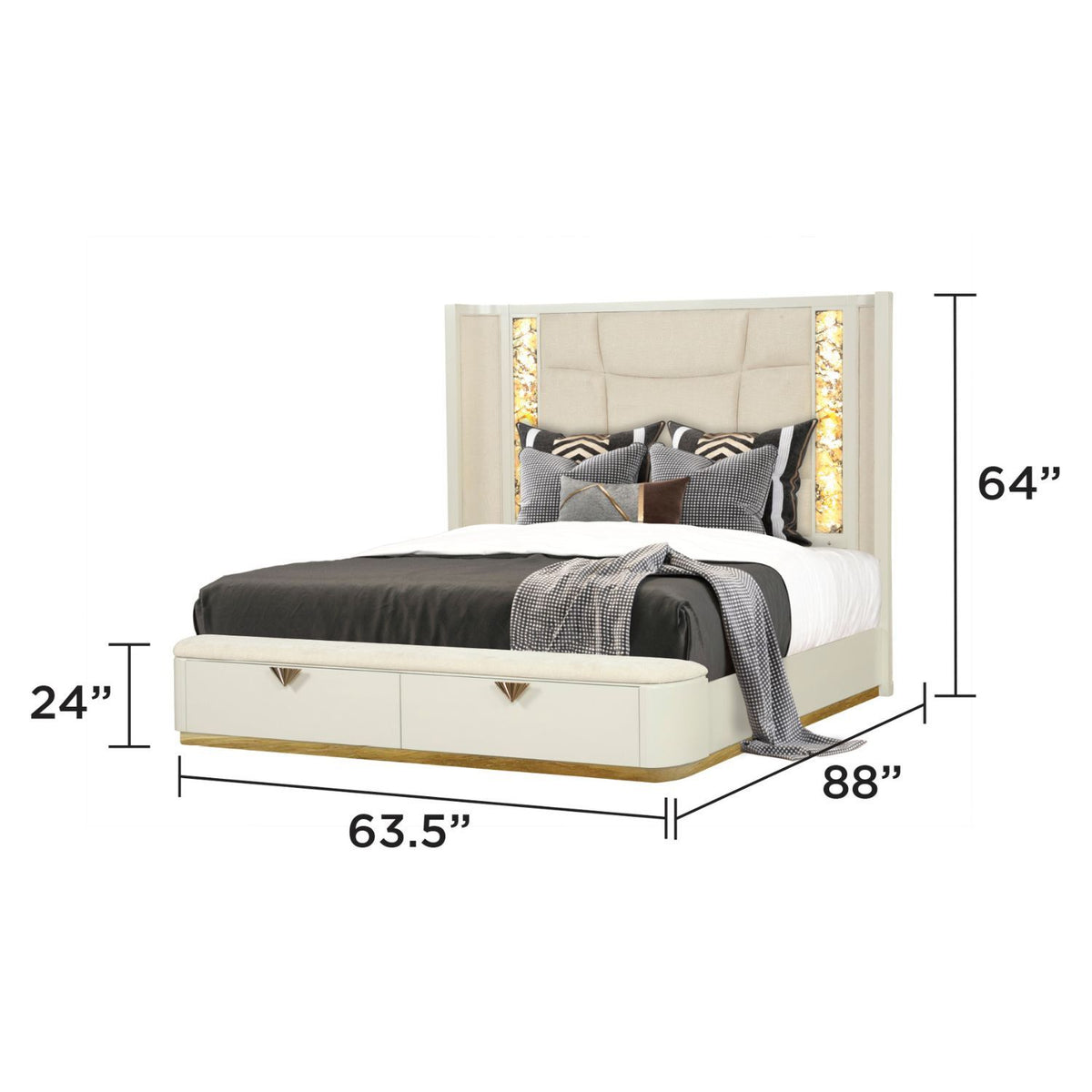 La Pierre - Bedroom Set With Upholstered LED Bed