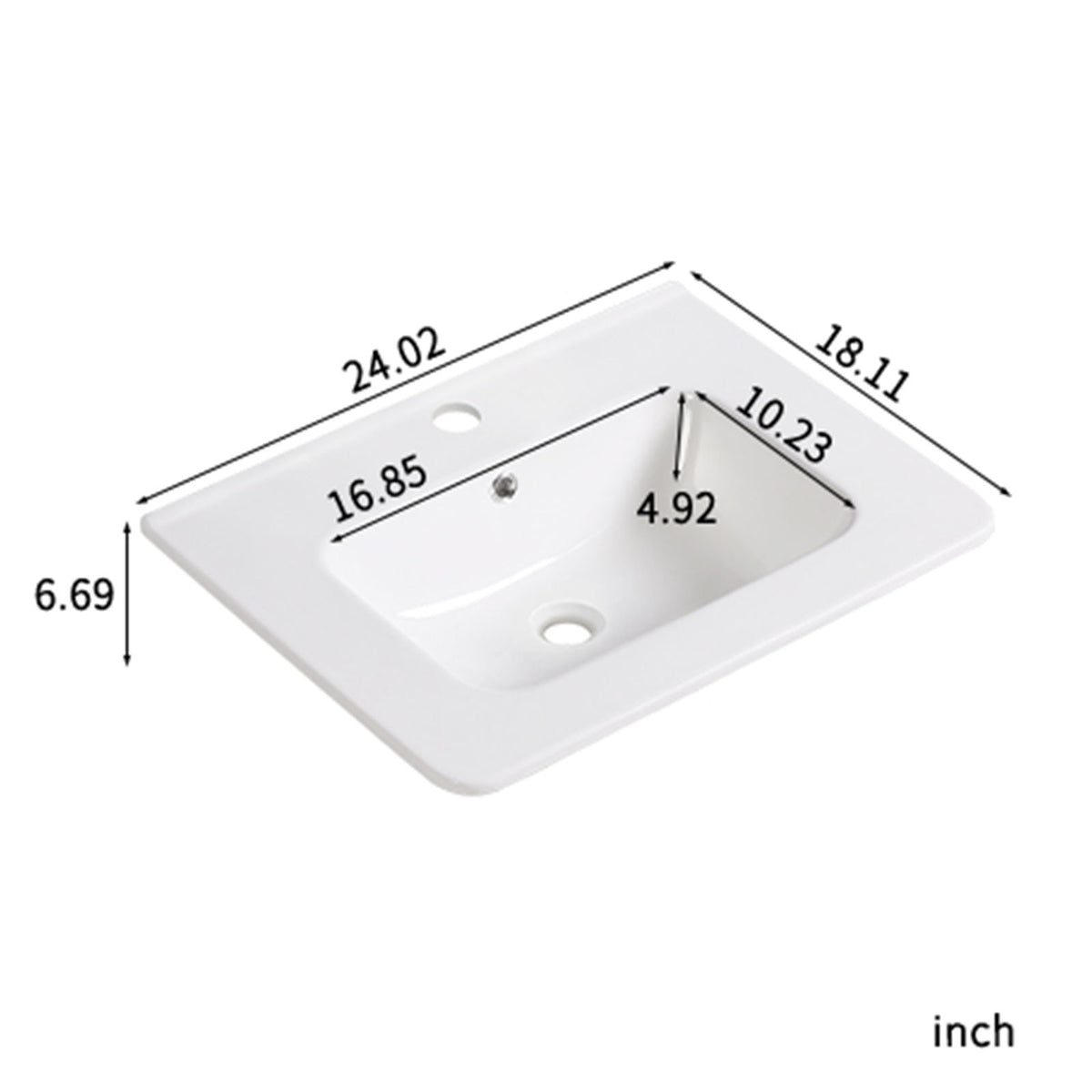 Vessel Sink Top With Overflow Drain - Milk White