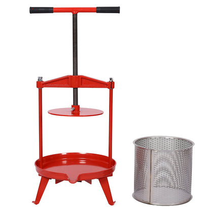 Fruit And Wine Press With T-Shaped Hand Shank, 3.69 Gallon / 14L - Red
