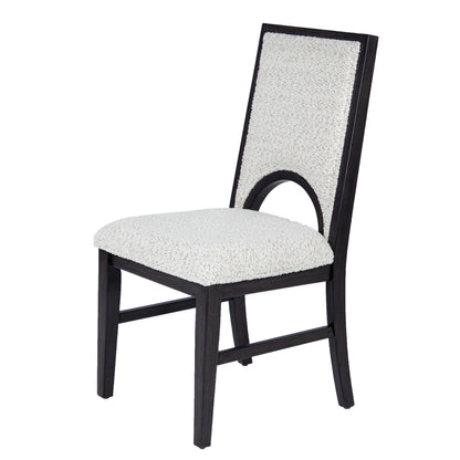 Upholstered Dining Chairs With Arched Cutout Backrest (Set of 2) - Black / White