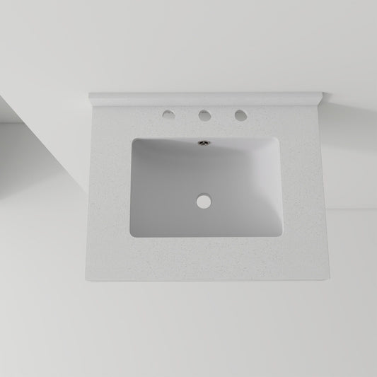 Basin Sink With 2" Thick Rim, Triple Faucet Holes, Sink Only
