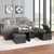 Dark Gray / 5 Pc. Coffe Table, 4 Storage Stools