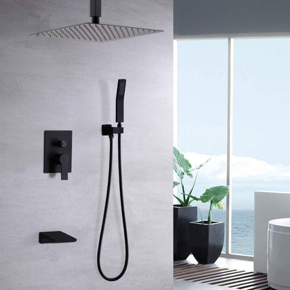 Wall Mount Shower System With High Pressure 10" Shower Head And Handheld, Stainless Steel - Matte Black