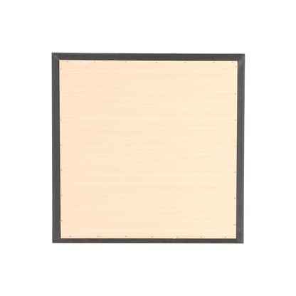 The Modern Design Transitional Wall Mirror features a square shape, light wood finish, slim dark frame, and visible edge nails, shown against a white background.