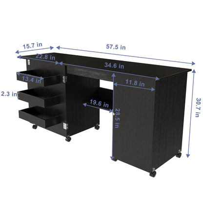 Foldable Sewing Table With Locking Casters