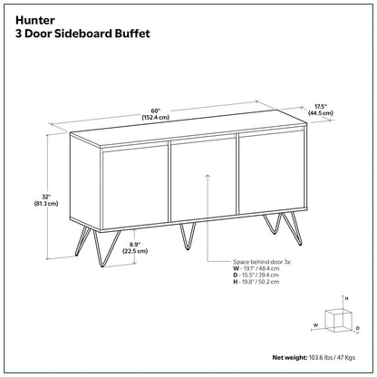 Hunter - 3 Door Sideboard