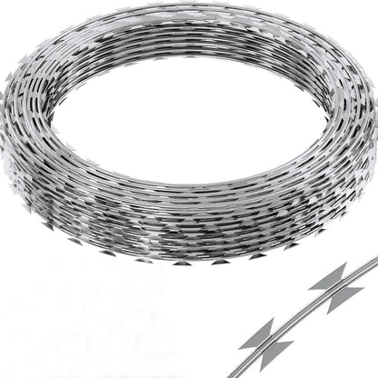 Galvanized Barbed Wire Fence Roll, Security Fencing With Sharp Razor Edges