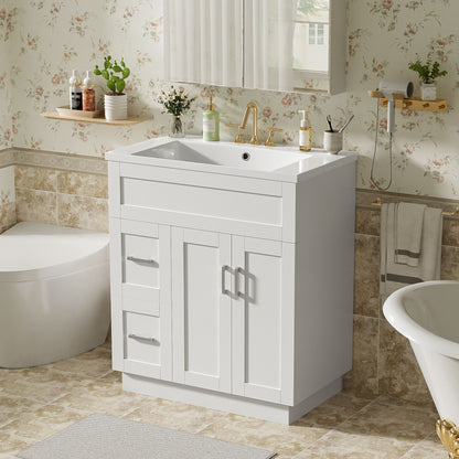 Bathroom Vanity With 2 Doors, 2 Drawers, Adjustable Shelf, Hidden Slides & Soft Close Hinges