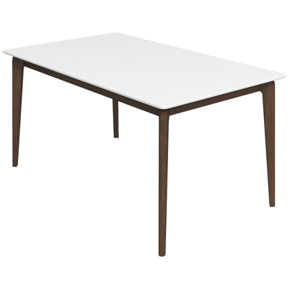The Levi - Modern Style Rectangular Dining Kitchen Table features a smooth white tabletop and four tapered wooden legs, showcased against a plain white background for a minimalist, modern look.