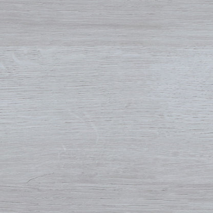 The Modern Home Display Cabinet 4 Tier Open Shelving With Center Drawer in White Oak features a light gray wood finish with visible grain patterns and a subtle texture, offering a clean, minimalist look.