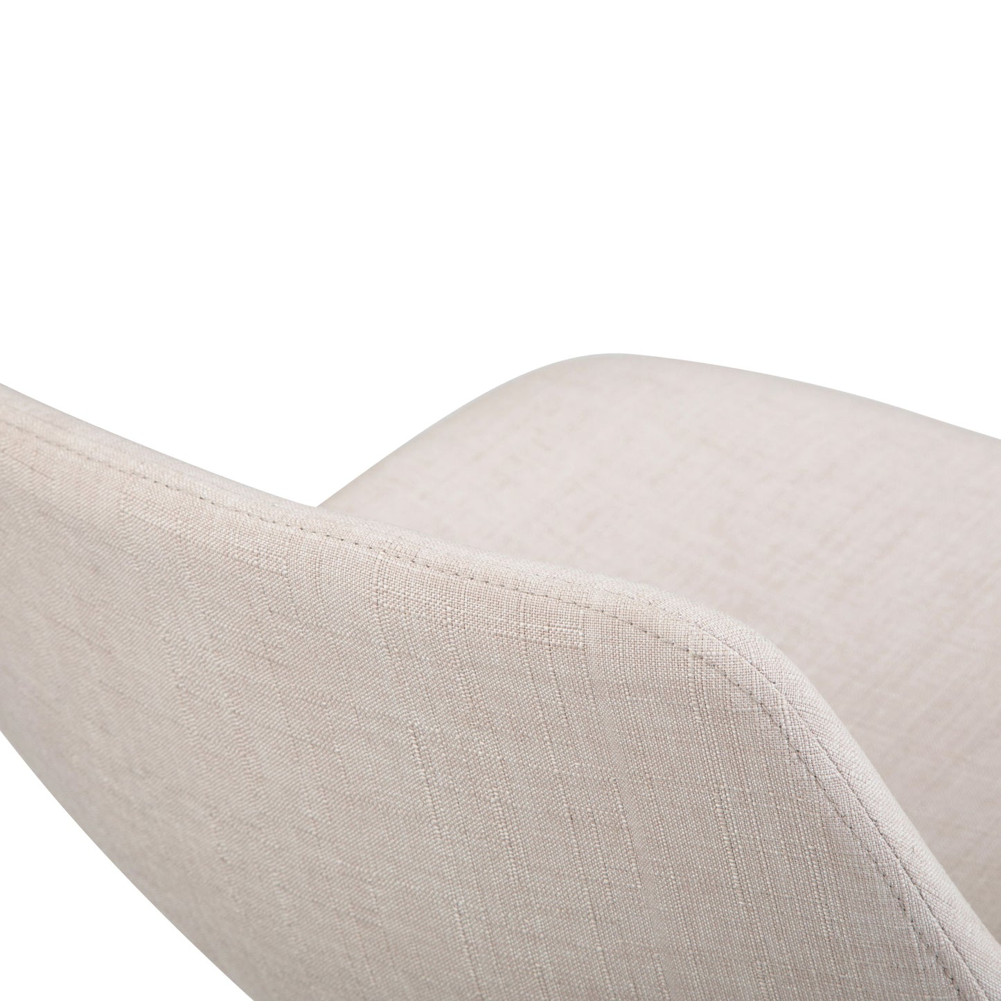 Close-up view of the Randolph Bentwood Counter/Bar Height Stool (Set of 2) showcases the smooth, light beige upholstered backrest and seat with gentle curves, set against a white background.