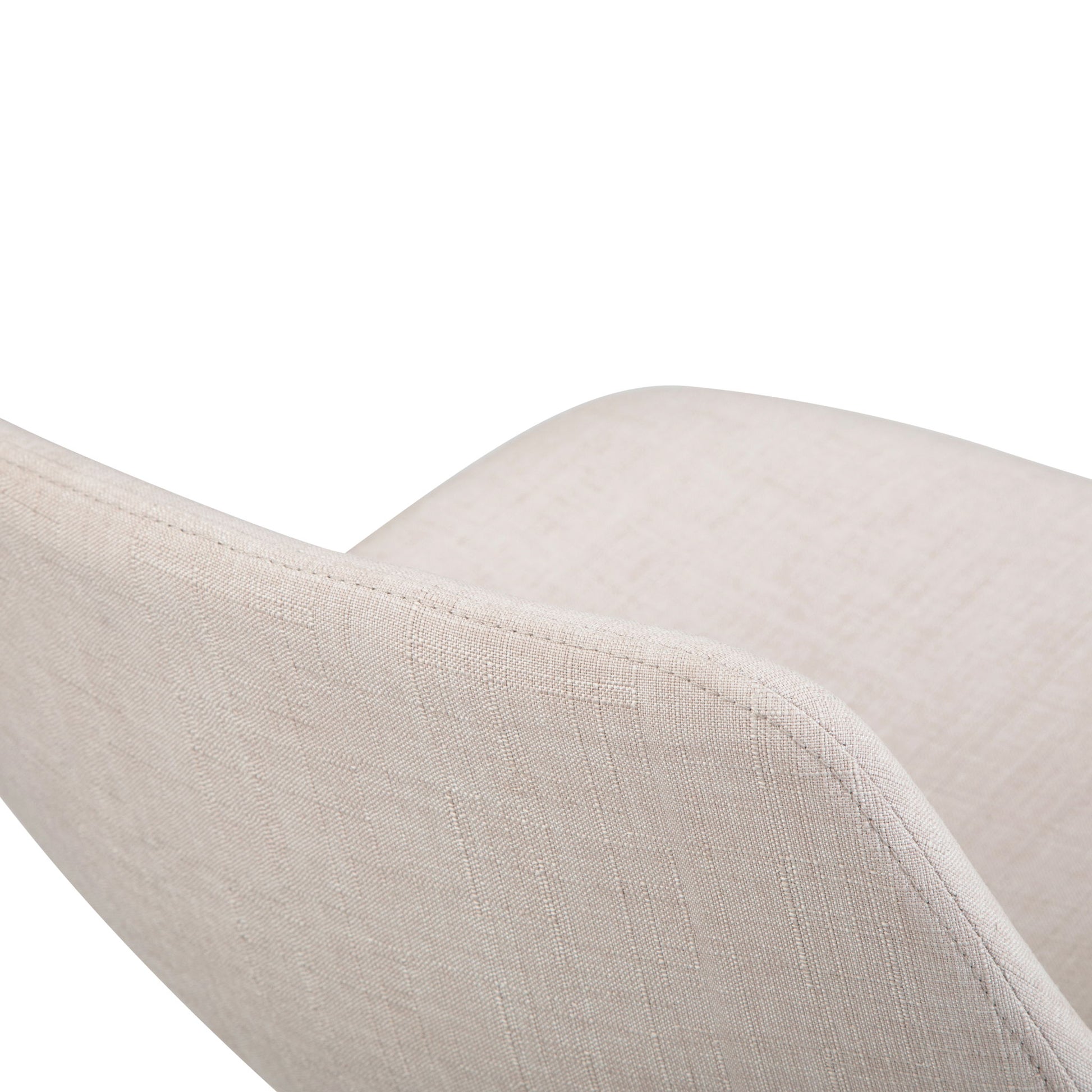 Close-up view of the Randolph Bentwood Counter/Bar Height Stool (Set of 2) showcases the smooth, light beige upholstered backrest and seat with gentle curves, set against a white background.