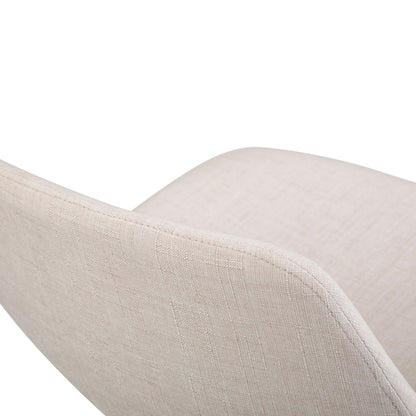Close-up view of the Randolph Bentwood Counter/Bar Height Stool (Set of 2) showcases the smooth, light beige upholstered backrest and seat with gentle curves, set against a white background.
