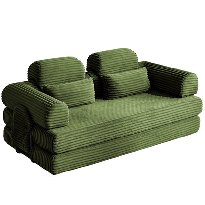 Convertible Sleeper Sofa With & Side Storage Pocket, Foldable Upholstered Couch For Living Room