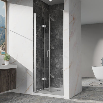 Bifold Frameless Shower Door With Tempered Clear Glass
