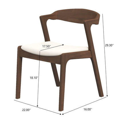 The Dakota - Mid-Century Modern Velvet Dining Chair (Set of 2) features a curved backrest, soft velvet seat in white, and dimensions: height 29.3", seat height 18.1", seat depth 17.5", width 22", depth 16".
