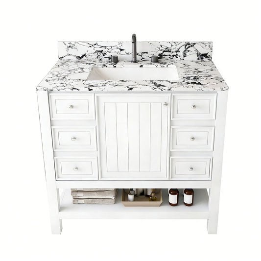 Bathroom Vanity Set With 3 Drawers And Storage Cabinet - White
