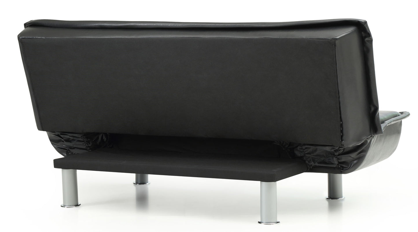 The Lionel - Sofa Bed is a modern black sofa with smooth cushioning, metal legs, and a minimalist design, shown from the back against a white background.