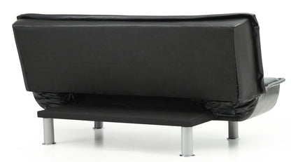The Lionel - Sofa Bed is a modern black sofa with smooth cushioning, metal legs, and a minimalist design, shown from the back against a white background.