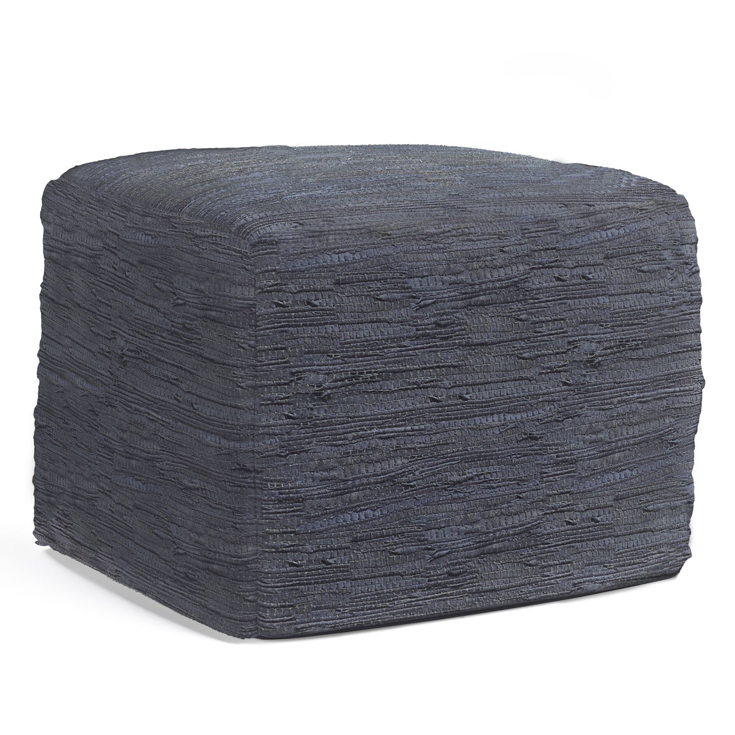 The Fredrik - Handcrafted Square Pouf features dark gray textured fabric and a square shape, displayed against a white background.