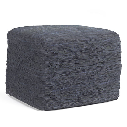 The Fredrik - Handcrafted Square Pouf features dark gray textured fabric and a square shape, displayed against a white background.