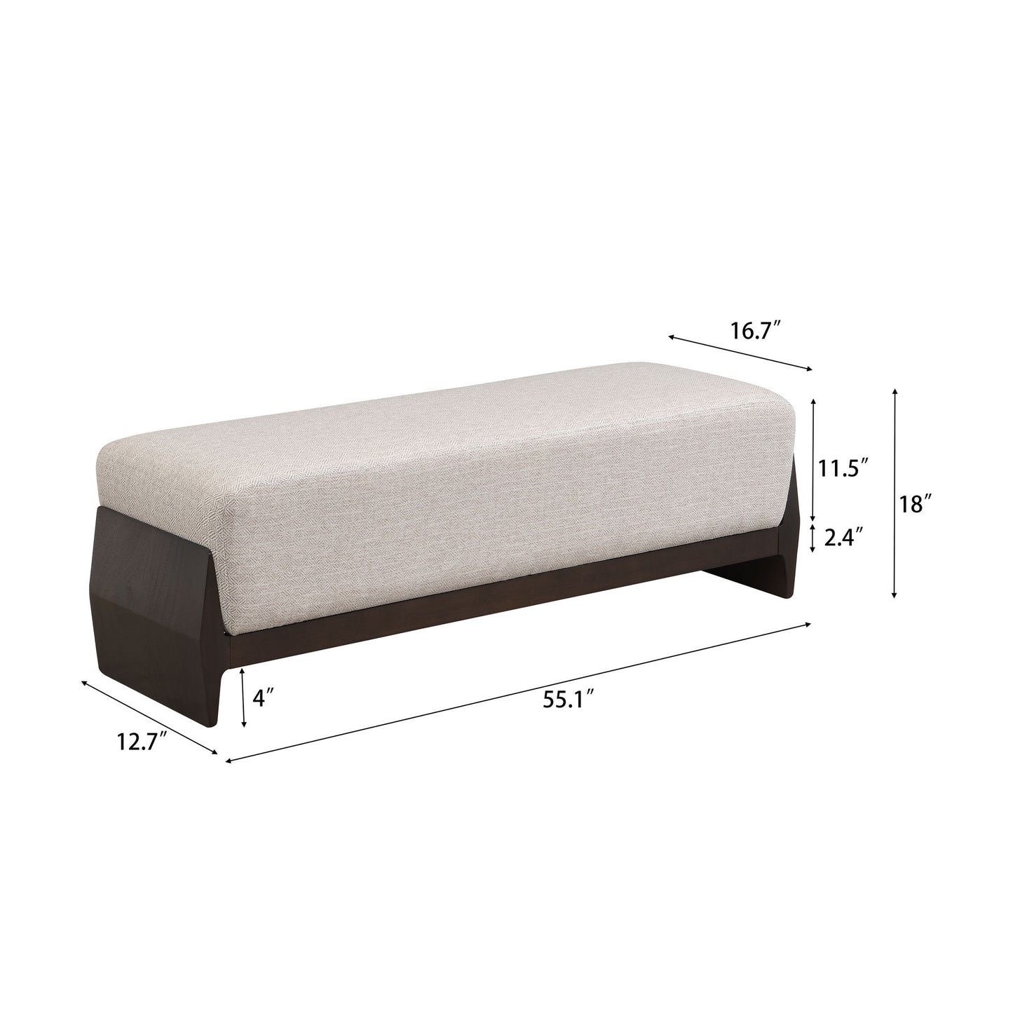Bench With Thick Soft Cushions For 3 People - Brown / Beige